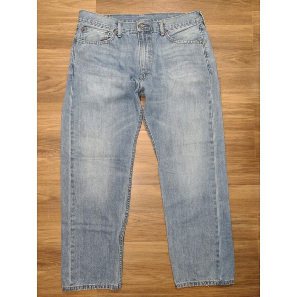 Levi's 505 Jeans Mens 38x30 Blank Red Tab Light Wash Denim Straight - Picture 1 of 11